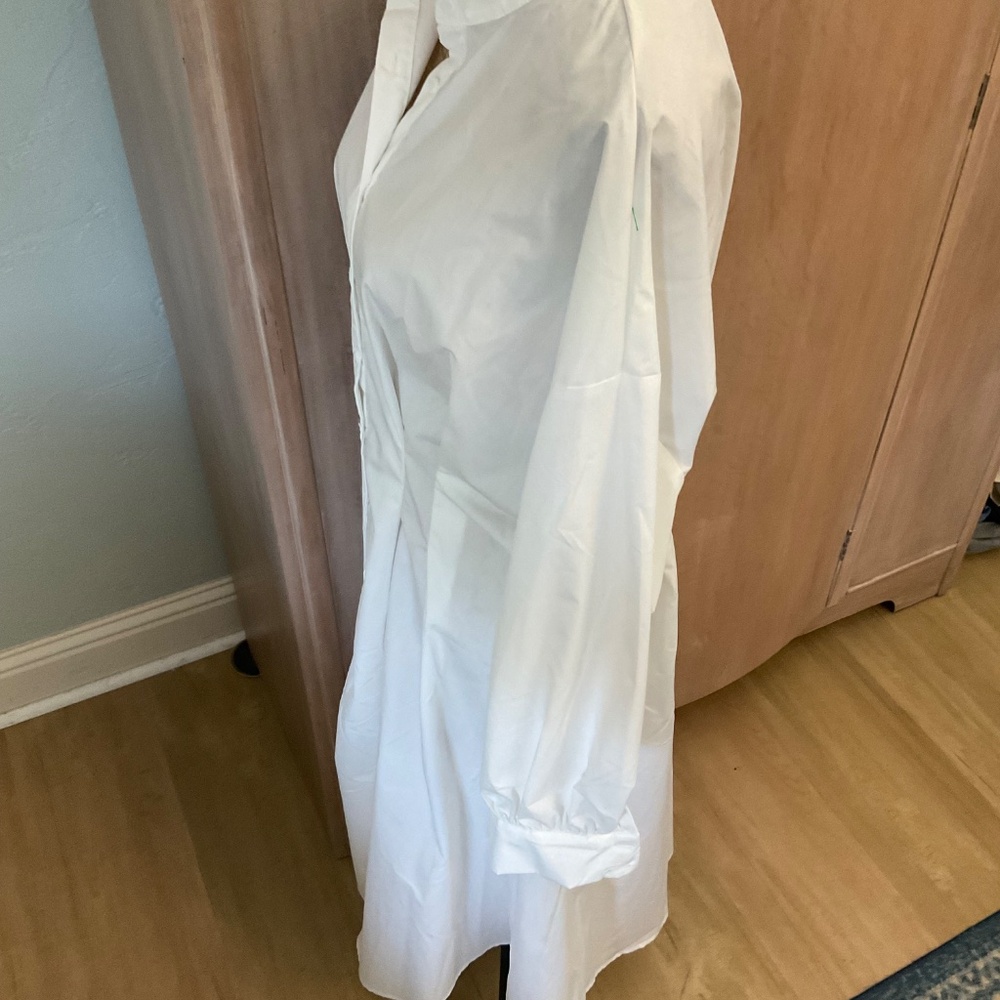 White Cotton shirt dress white Shirtdress size XL - Picture 7 of 13